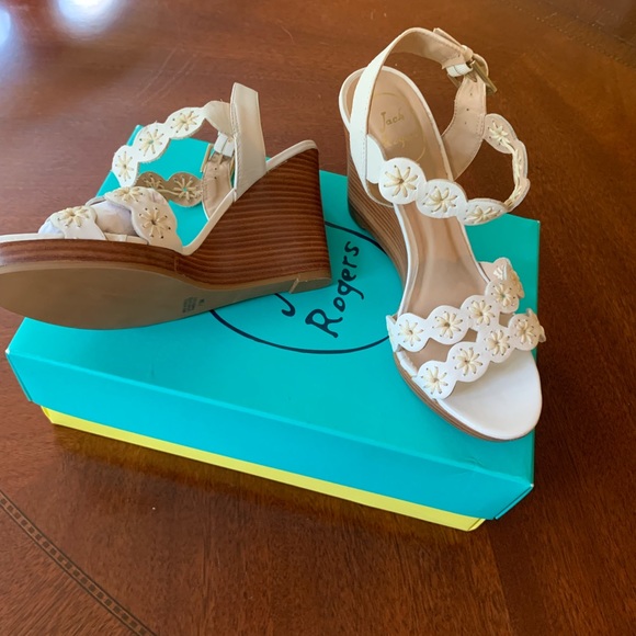 Jack Rogers Sutton Summer White Leather Wedges U.S. 7.5 Brand New in Box - Picture 5 of 8